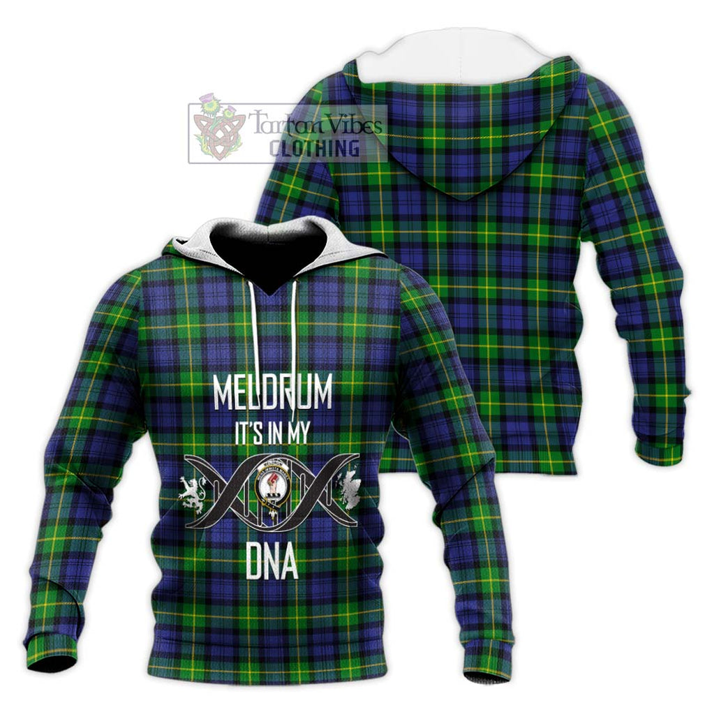 Meldrum Tartan Knitted Hoodie with Family Crest DNA In Me Style Unisex Knitted Pullover Hoodie - Tartanvibesclothing Shop