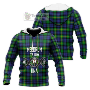 Meldrum Tartan Knitted Hoodie with Family Crest DNA In Me Style