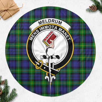 Meldrum Tartan Christmas Tree Skirt with Family Crest