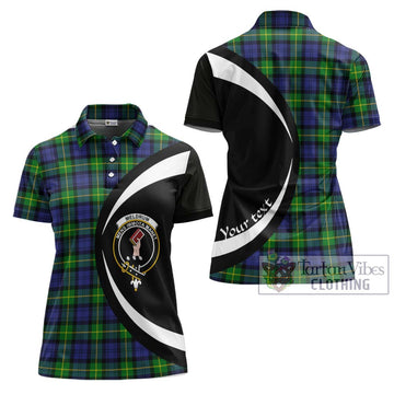 Meldrum Tartan Women's Polo Shirt with Family Crest Circle Style