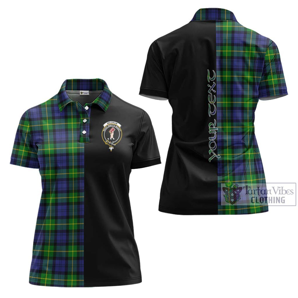 Meldrum Tartan Women's Polo Shirt with Family Crest and Half Of Me Style Women - Tartanvibesclothing Shop