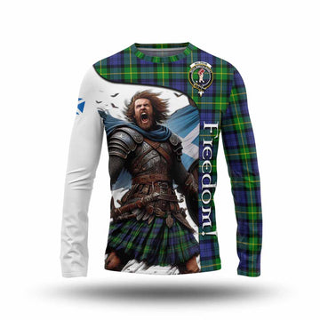 Meldrum Crest Tartan Long Sleeve T-Shirt Inspired by the Freedom of Scottish Warrior