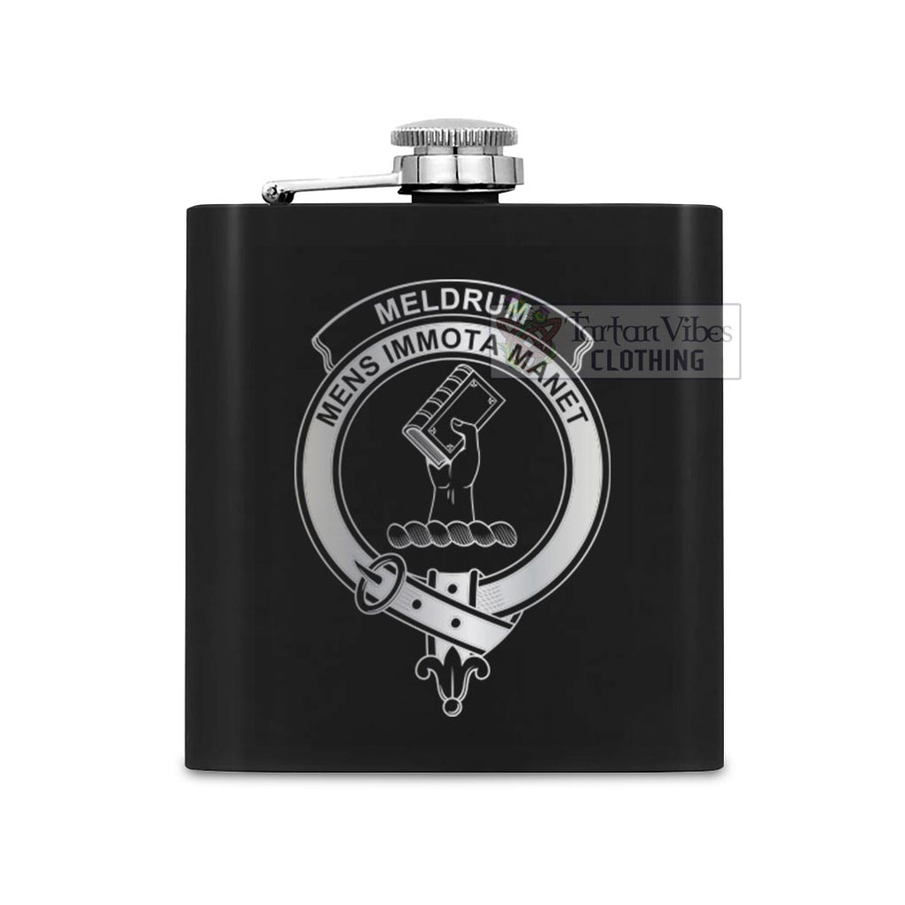 Meldrum Crest Hip Flask Set 7oz Black Stainless Steel with A Gift Box One Size 7oz - 2D-tartanvibesclothing