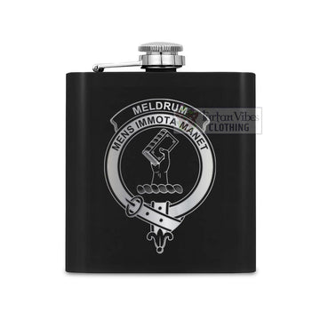 Meldrum Crest Hip Flask Set 7oz Black Stainless Steel with A Gift Box One Size 7oz - 2D-tartanvibesclothing