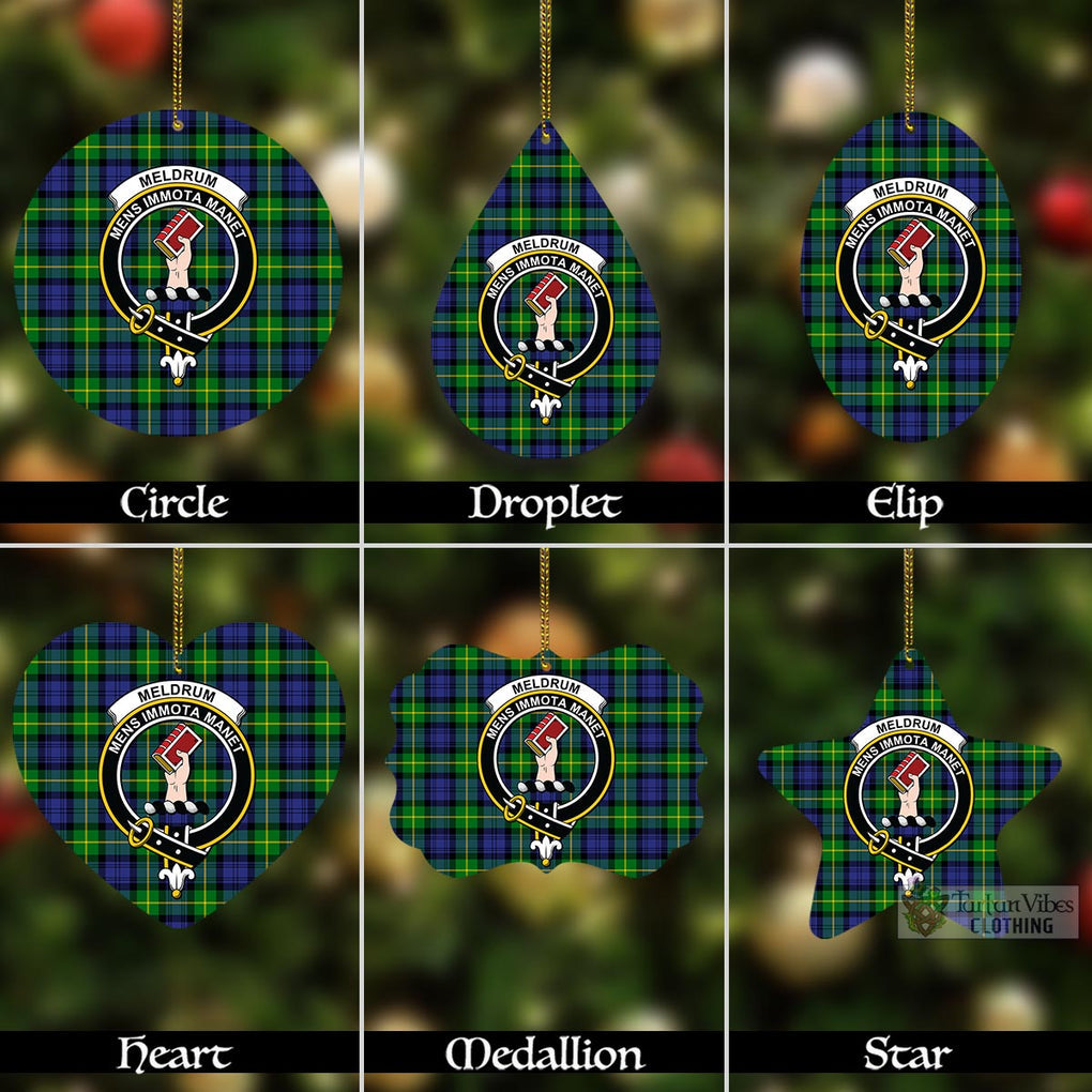 Tartan Vibes Clothing Meldrum Tartan Christmas Aluminium Ornament with Family Crest