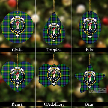 Meldrum Tartan Christmas Aluminium Ornament with Family Crest