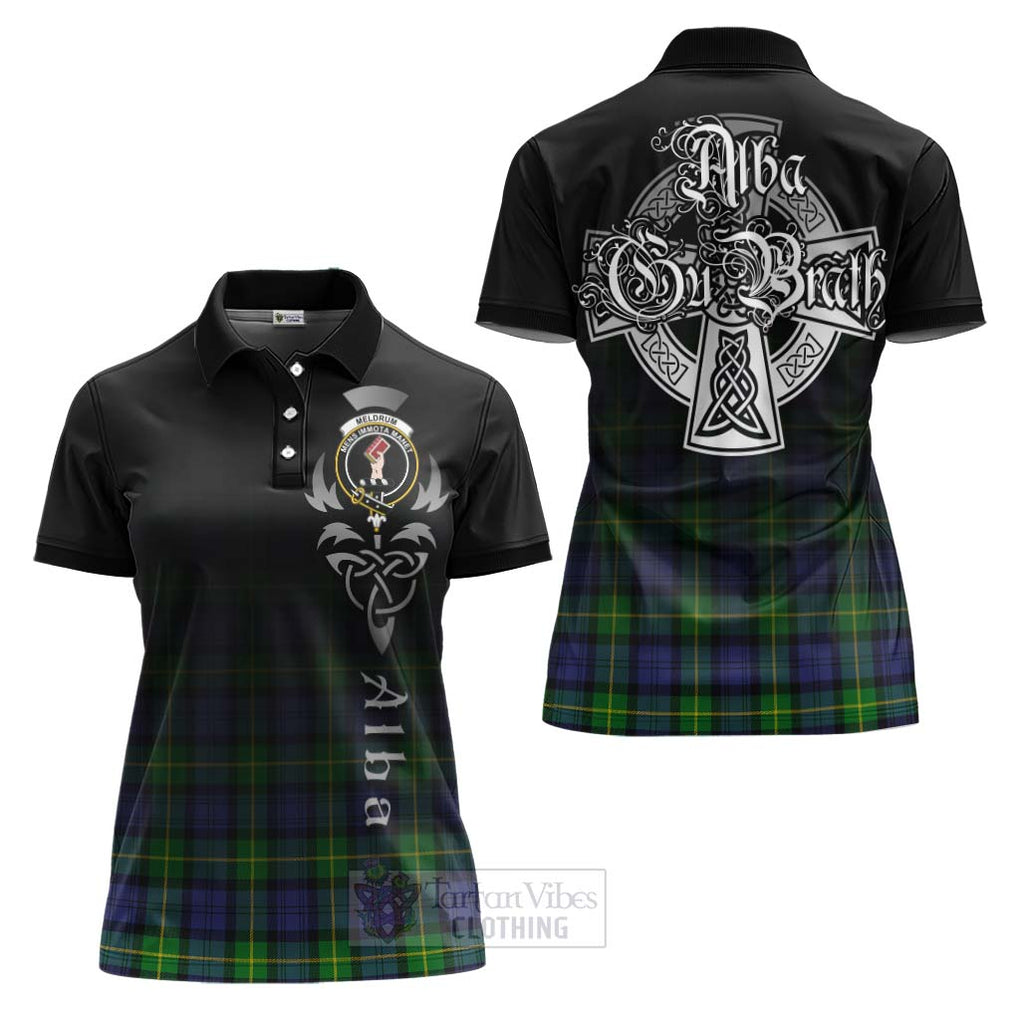 Tartan Vibes Clothing Meldrum Tartan Women's Polo Shirt Featuring Alba Gu Brath Family Crest Celtic Inspired