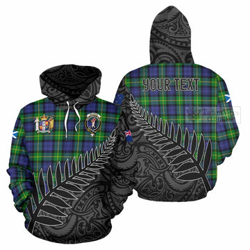 Meldrum Crest Tartan Hoodie with New Zealand Silver Fern Half Style Zip Hoodie - Tartan Vibes Clothing