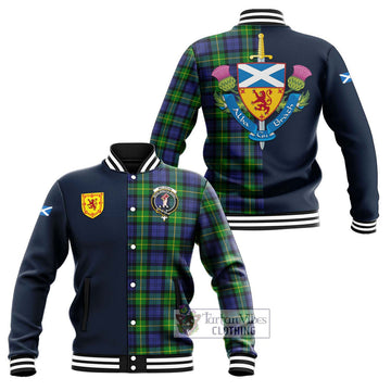 Meldrum Tartan Baseball Jacket Alba with Scottish Lion Royal Arm Half Style Unisex - Tartan Vibes Clothing