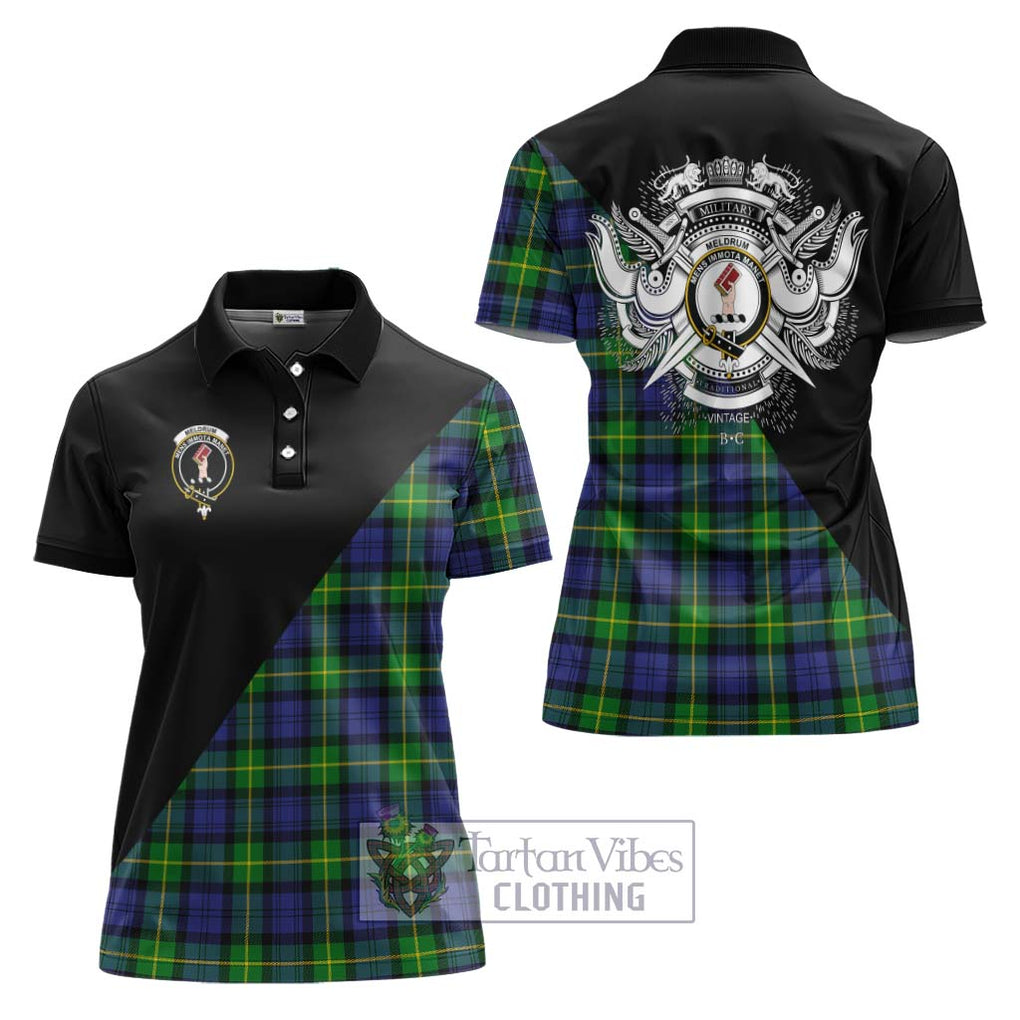 Meldrum Tartan Women's Polo Shirt with Family Crest and Military Logo Style Women - Tartanvibesclothing Shop