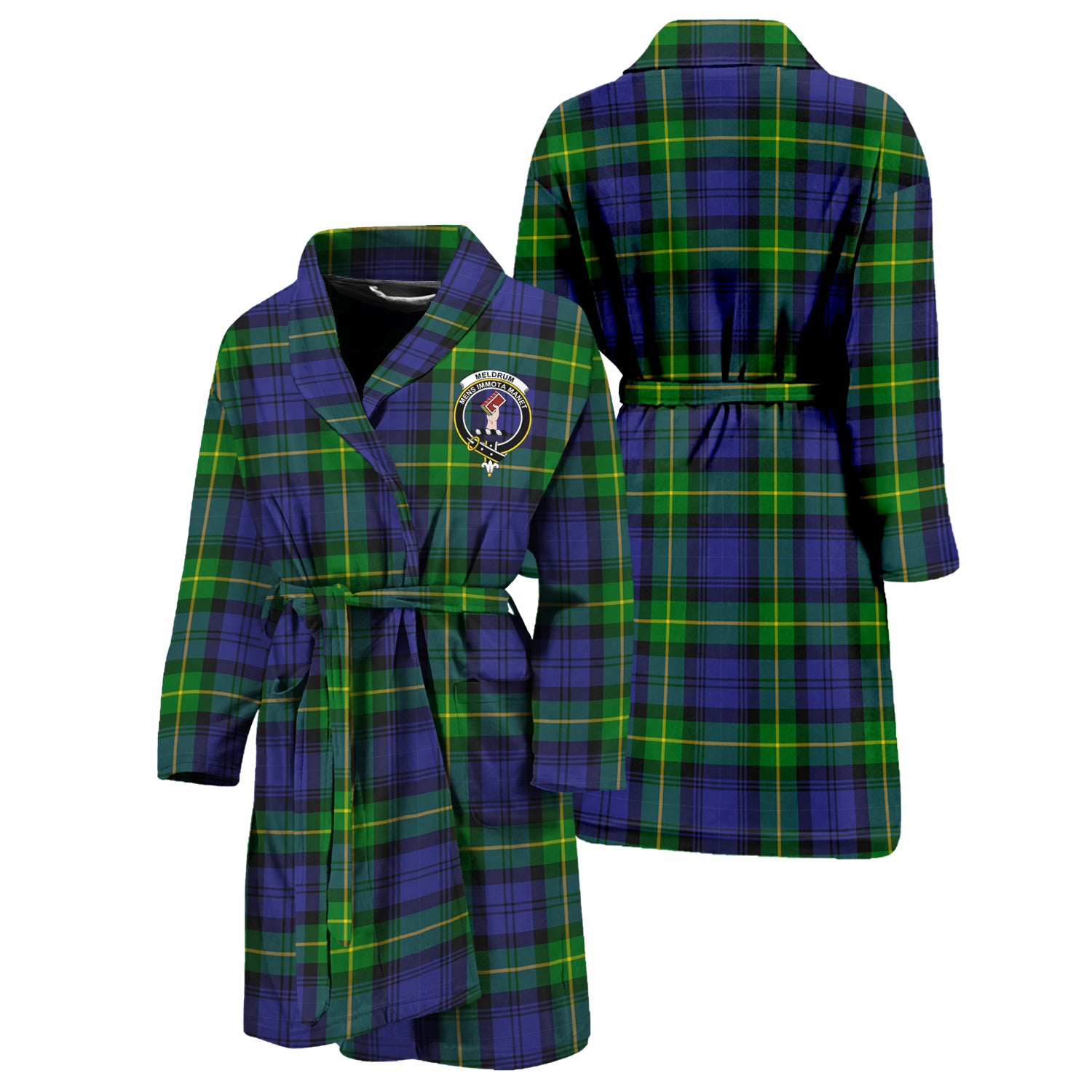 Meldrum Tartan Bathrobe with Family Crest Unisex S - Tartan Vibes Clothing