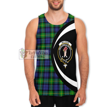 Meldrum Tartan Men's Tank Top with Family Crest Circle Style