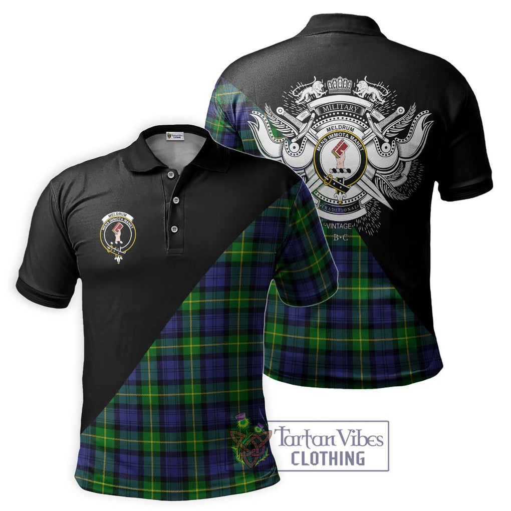 Meldrum Tartan Polo Shirt with Family Crest and Military Logo Style Kid - Tartanvibesclothing Shop