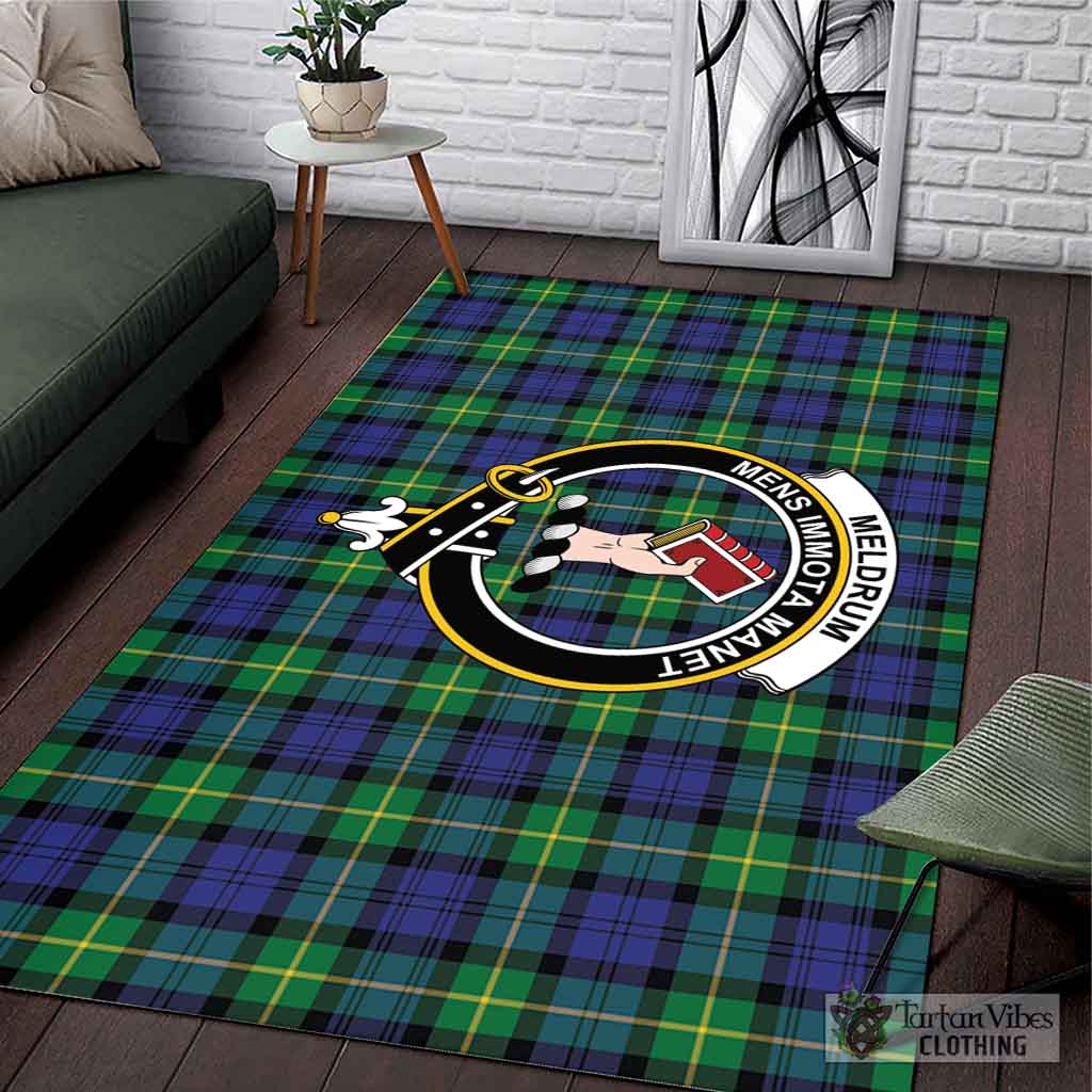 Tartan Vibes Clothing Meldrum Tartan Area Rug with Family Crest