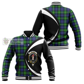 Meldrum Tartan Baseball Jacket with Family Crest Circle Style Unisex - Tartan Vibes Clothing