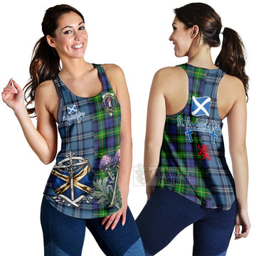 Meldrum Tartan Women's Racerback Tanks Happy St. Andrew's Day Half Tartan Style