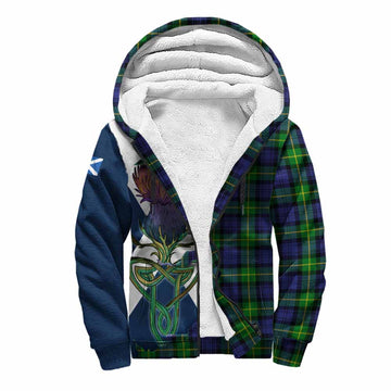 Meldrum Tartan Family Crest Sherpa Hoodie Scottish Thistle Celtic Inspired