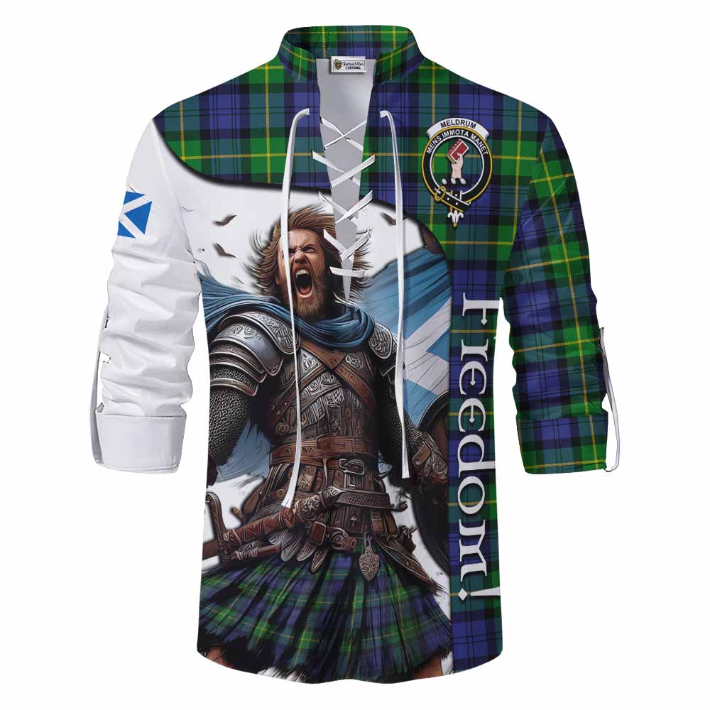 Tartan Vibes Clothing Meldrum Crest Tartan Ghillie Kilt Shirt Inspired by the Freedom of Scottish Warrior