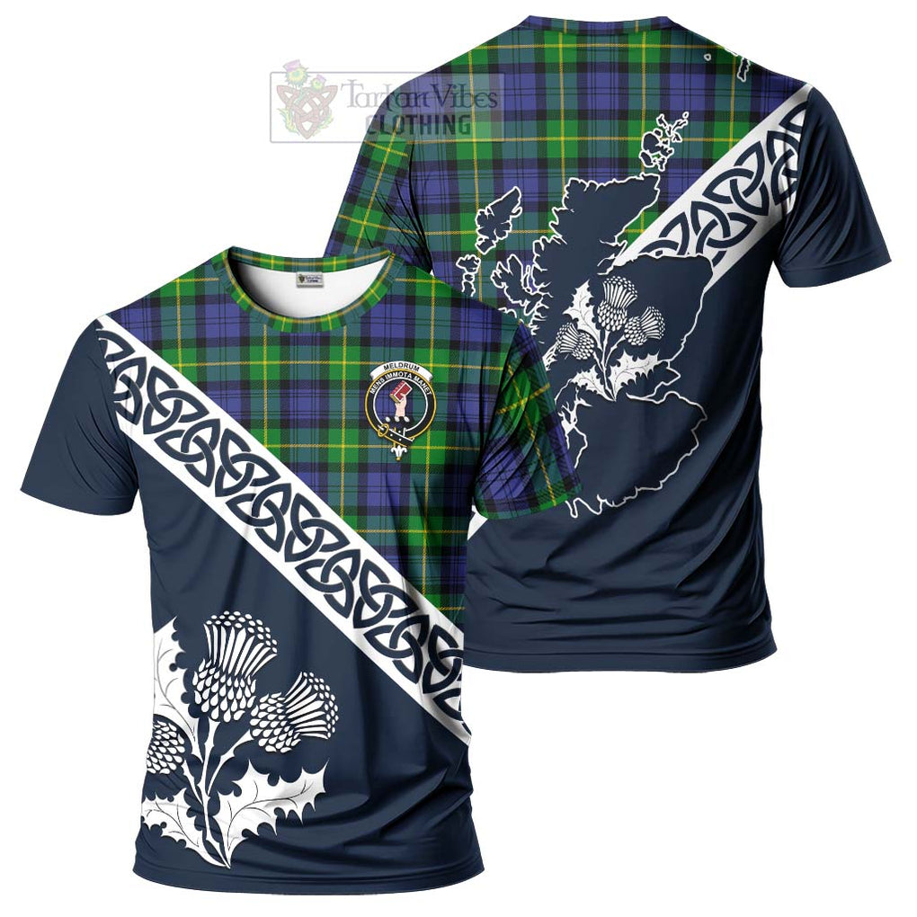 Meldrum Tartan T-Shirt Featuring Thistle and Scotland Map Kid's Shirt - Tartanvibesclothing Store