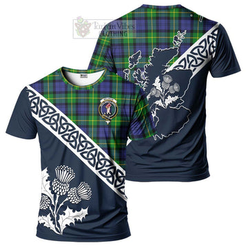 Meldrum Tartan T-Shirt Featuring Thistle and Scotland Map Kid's Shirt - Tartanvibesclothing Store