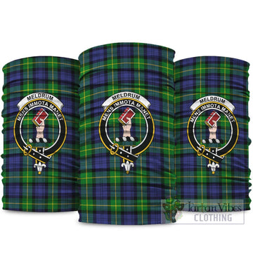 Meldrum Tartan Neck Gaiters, Tartan Bandanas, Tartan Head Band with Family Crest