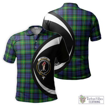 Meldrum Tartan Men's Polo Shirt with Family Crest Circle Style