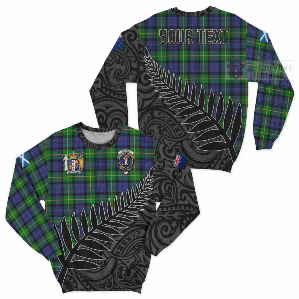 Tartan Vibes Clothing Meldrum Crest Tartan Sweatshirt with New Zealand Silver Fern Half Style