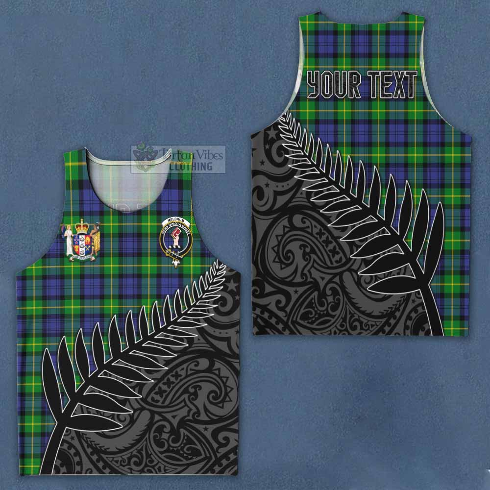 Tartan Vibes Clothing Meldrum Crest Tartan Men's Tank Top with New Zealand Silver Fern Half Style