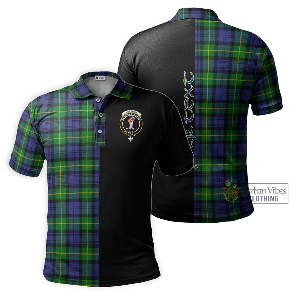 Meldrum Tartan Polo Shirt with Family Crest and Half Of Me Style Kid - Tartanvibesclothing Shop