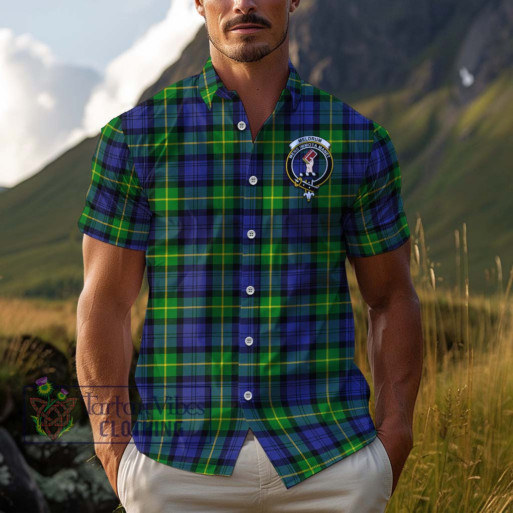 Meldrum Tartan Cotton Hawaiian Shirt with Family Crest Adult - Tartan Vibes Clothing