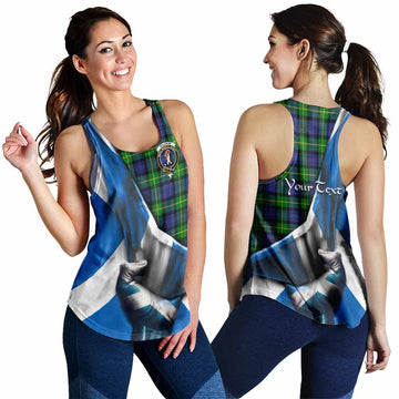 Meldrum Tartan Women's Racerback Tanks with Family Crest Scotland Patriotic Style