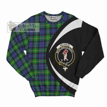 Meldrum Tartan Sweatshirt with Family Crest Circle Style