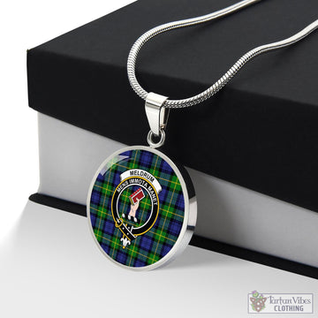 Meldrum Tartan Circle Necklace with Family Crest Luxury Necklace (Silver) No - Tartan Vibes Clothing