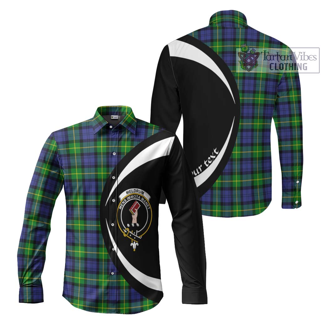 Meldrum Tartan Long Sleeve Button Up with Family Crest Circle Style Men's Shirt S - Tartan Vibes Clothing