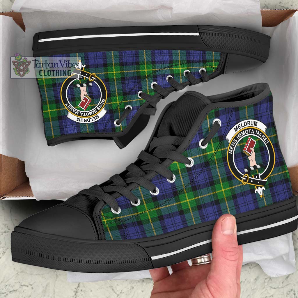 Tartan Vibes Clothing Meldrum Tartan High Top Shoes with Family Crest