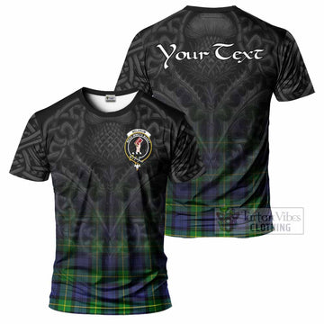 Meldrum Tartan T-Shirt with Family Crest Celtic Thistle Vibes