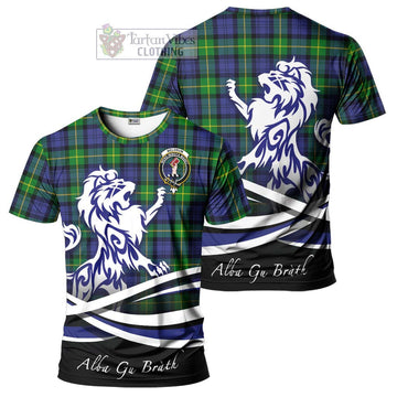 Meldrum Tartan Cotton T-shirt with Alba Gu Brath Regal Lion Emblem Women's Shirt - Tartan Vibes Clothing