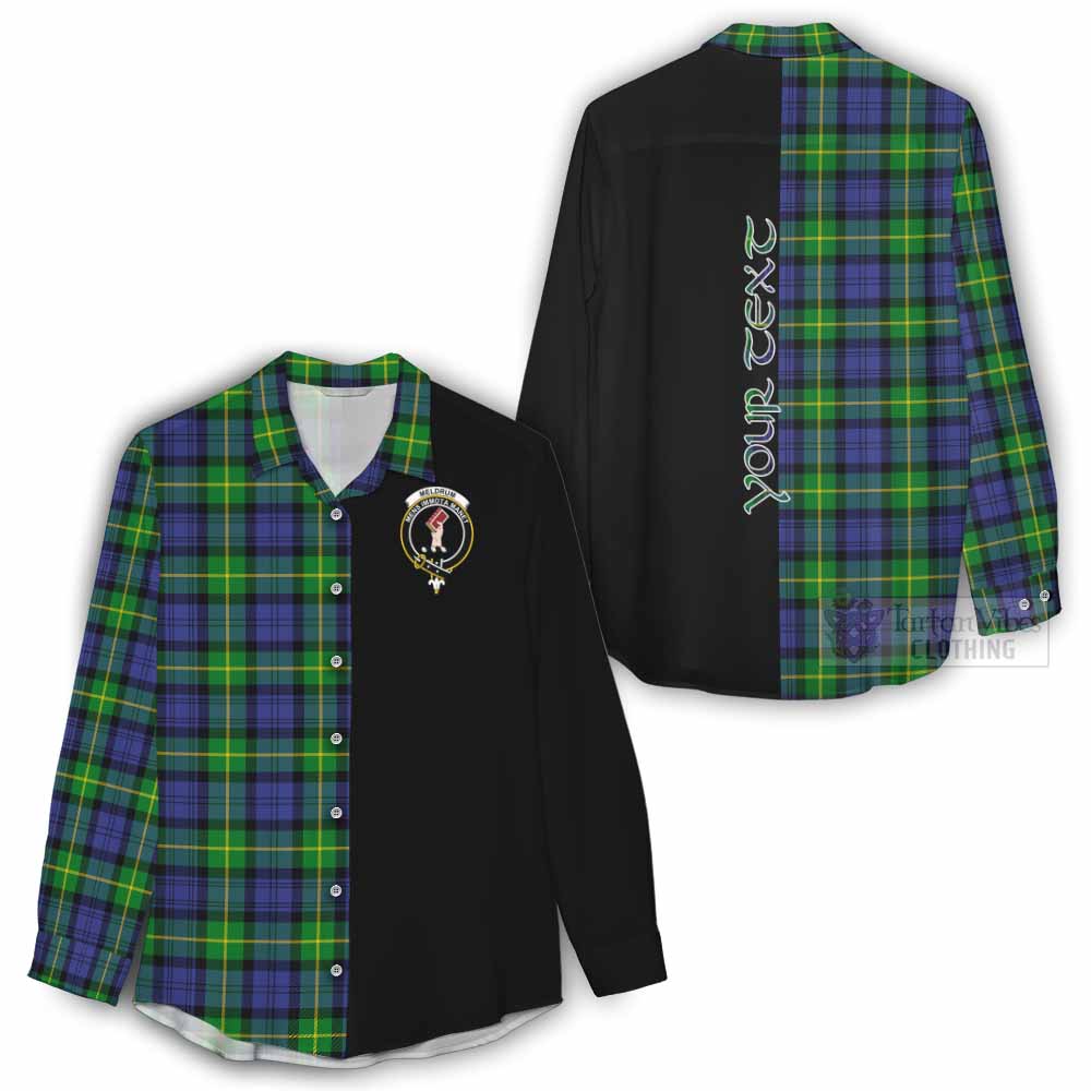 Tartan Vibes Clothing Meldrum Tartan Women's Casual Shirt with Family Crest and Half Of Me Style