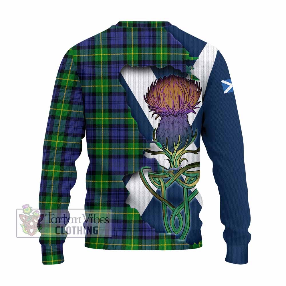 Meldrum Tartan Family Crest Knitted Sweater Scottish Thistle Celtic Inspired - Tartan Vibes Clothing