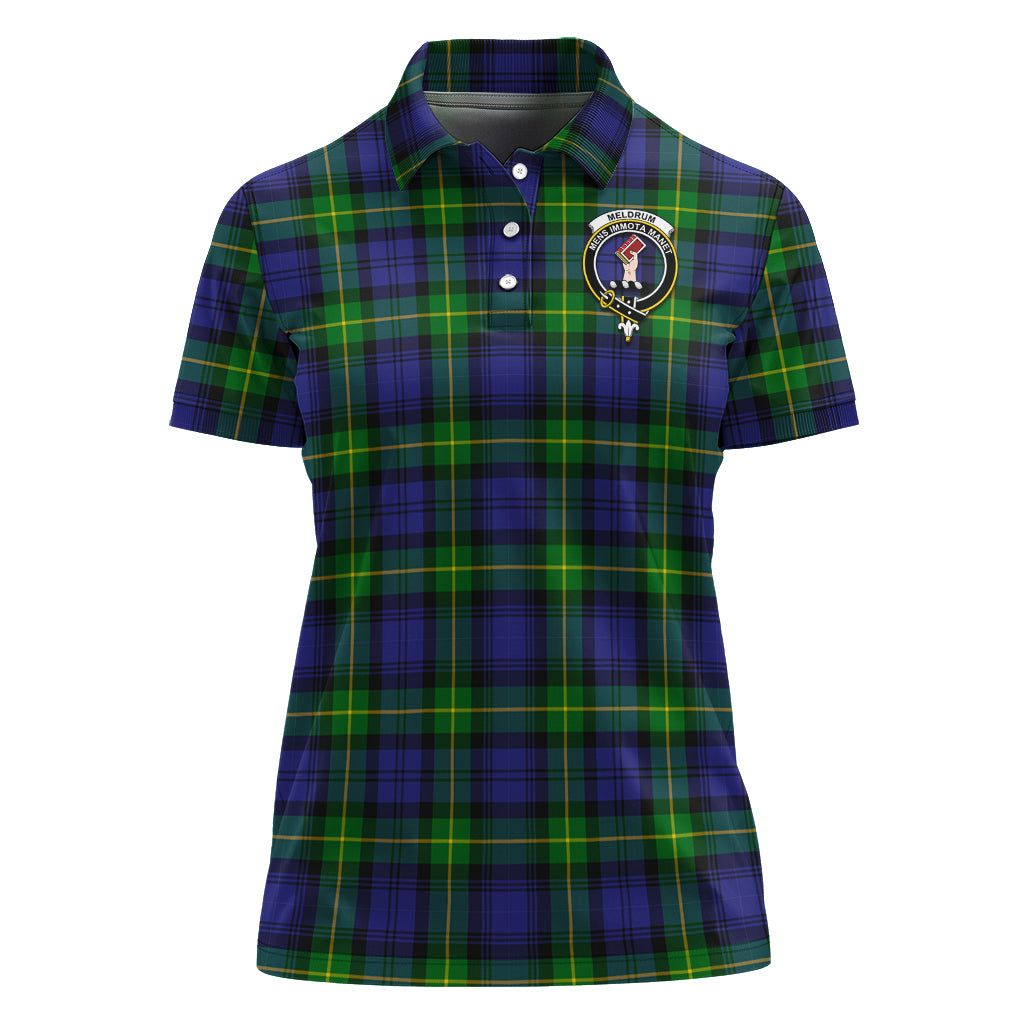 Meldrum Tartan Polo Shirt with Family Crest For Women - Tartan Vibes Clothing