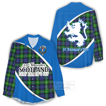 Meldrum Family Crest Tartan Women's Casual Shirt Celebrate Saint Andrew's Day in Style