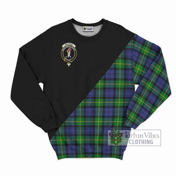 Meldrum Tartan Sweatshirt with Family Crest and Military Logo Style