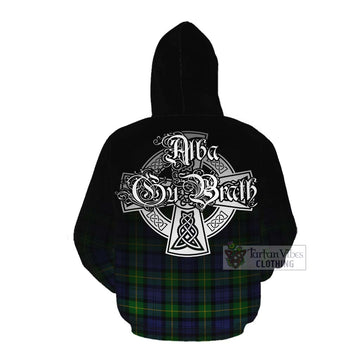 Meldrum Tartan Cotton Hoodie Featuring Alba Gu Brath Family Crest Celtic Inspired Pullover Hoodie - Tartan Vibes Clothing
