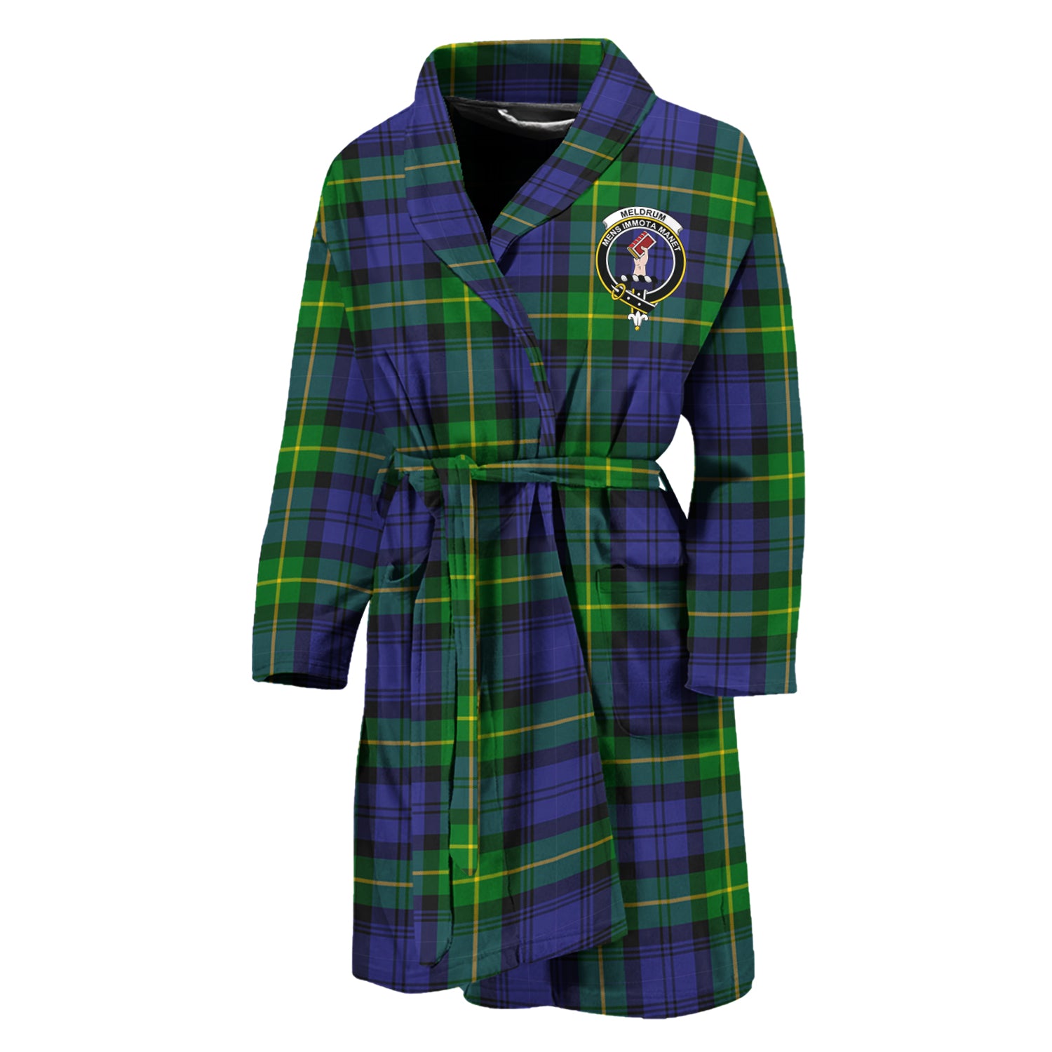 Meldrum Tartan Bathrobe with Family Crest Unisex M - Tartan Vibes Clothing