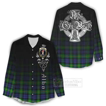 Meldrum Tartan Women's Casual Shirt Featuring Alba Gu Brath Family Crest Celtic Inspired