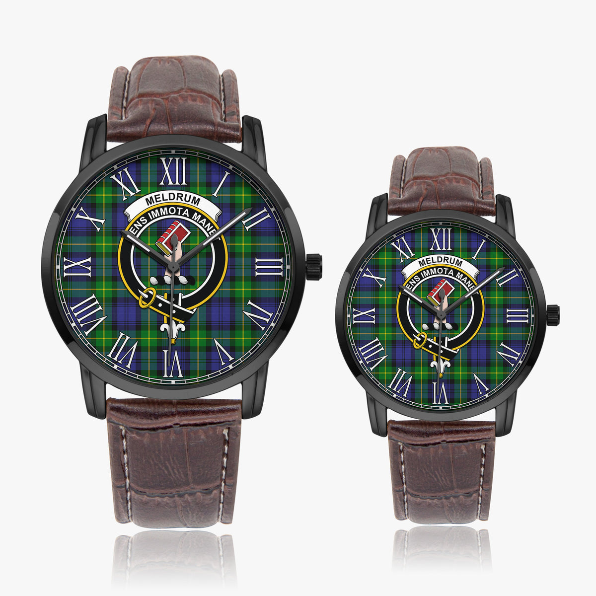 Meldrum Tartan Family Crest Leather Strap Quartz Watch - Tartan Vibes Clothing