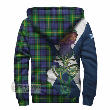 Meldrum Tartan Family Crest Sherpa Hoodie Scottish Thistle Celtic Inspired