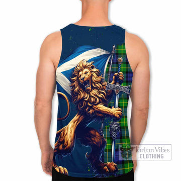 Meldrum Tartan Family Crest Men's Tank Top with Scottish Majestic Lion - Tartan Vibes Clothing