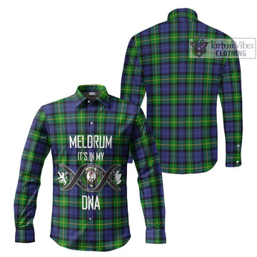 Meldrum Tartan Long Sleeve Button Shirt with Family Crest DNA In Me Style