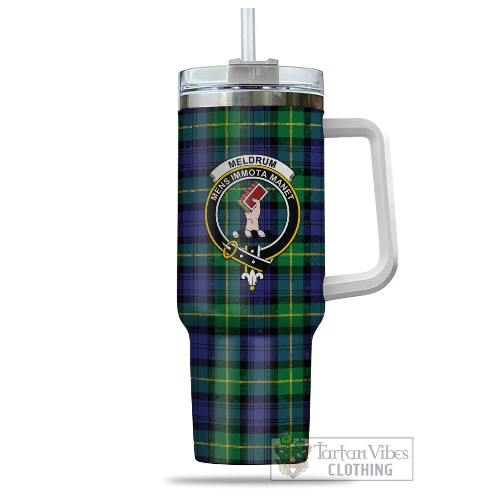 Tartan Vibes Clothing Meldrum Tartan and Family Crest Tumbler with Handle